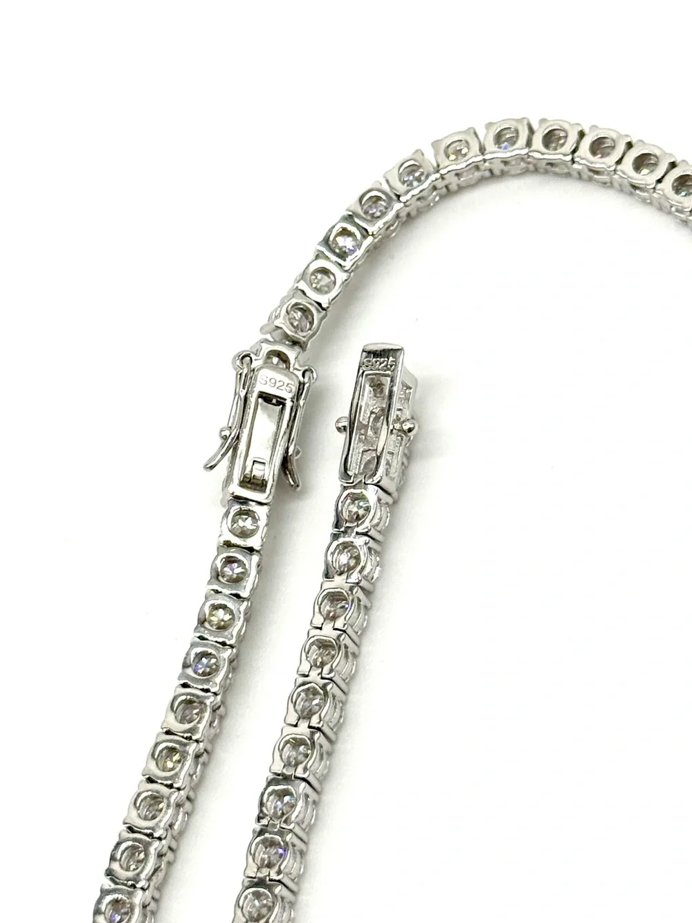 925 Silver, 4mm Moissanite Tennis Chain & Bracelet Set